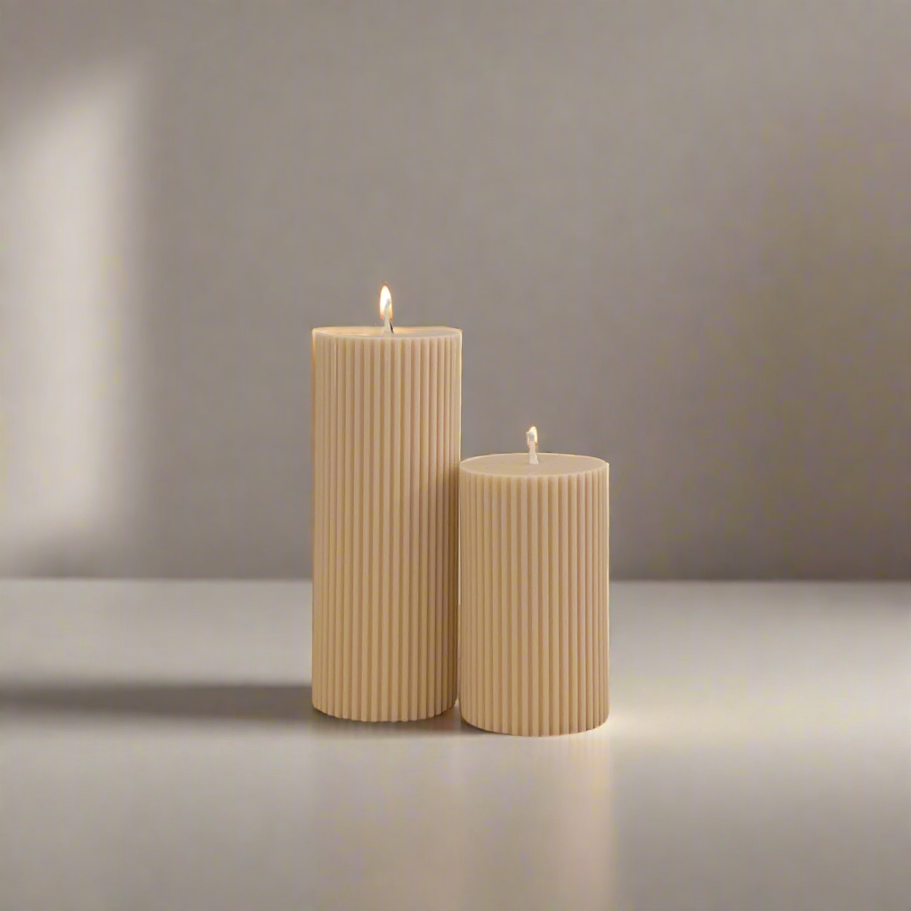 Ribbed Pillar Candle (pair)